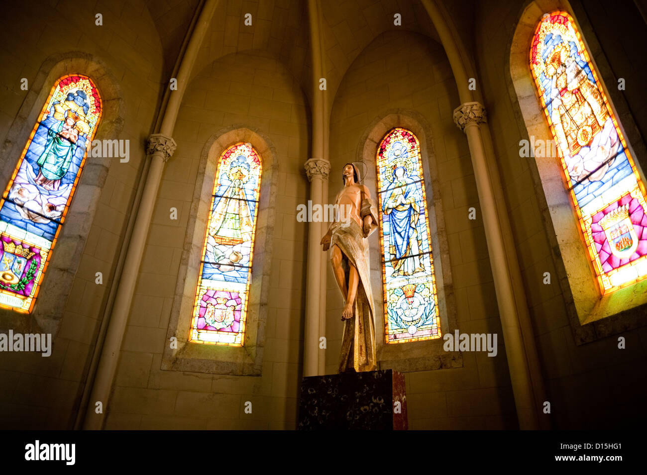 Barcelona, Spain: Interior of Expiatory Church of the Sacred Heart of Jesus in Tibidabo hill Stock Photo
