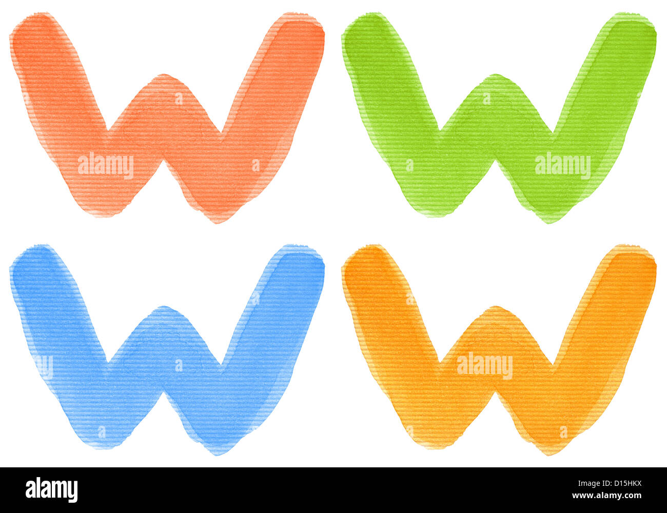 Watercolor alphabet letter, different colors, isolated. Made myself ...