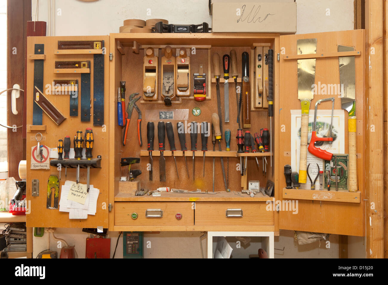 Duesseldorf Germany Tool Cabinet In Carpentry Stock Photo