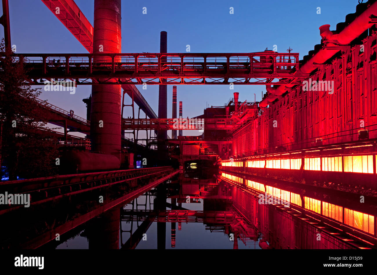 Essen, Germany, the coking plant at night Stock Photo