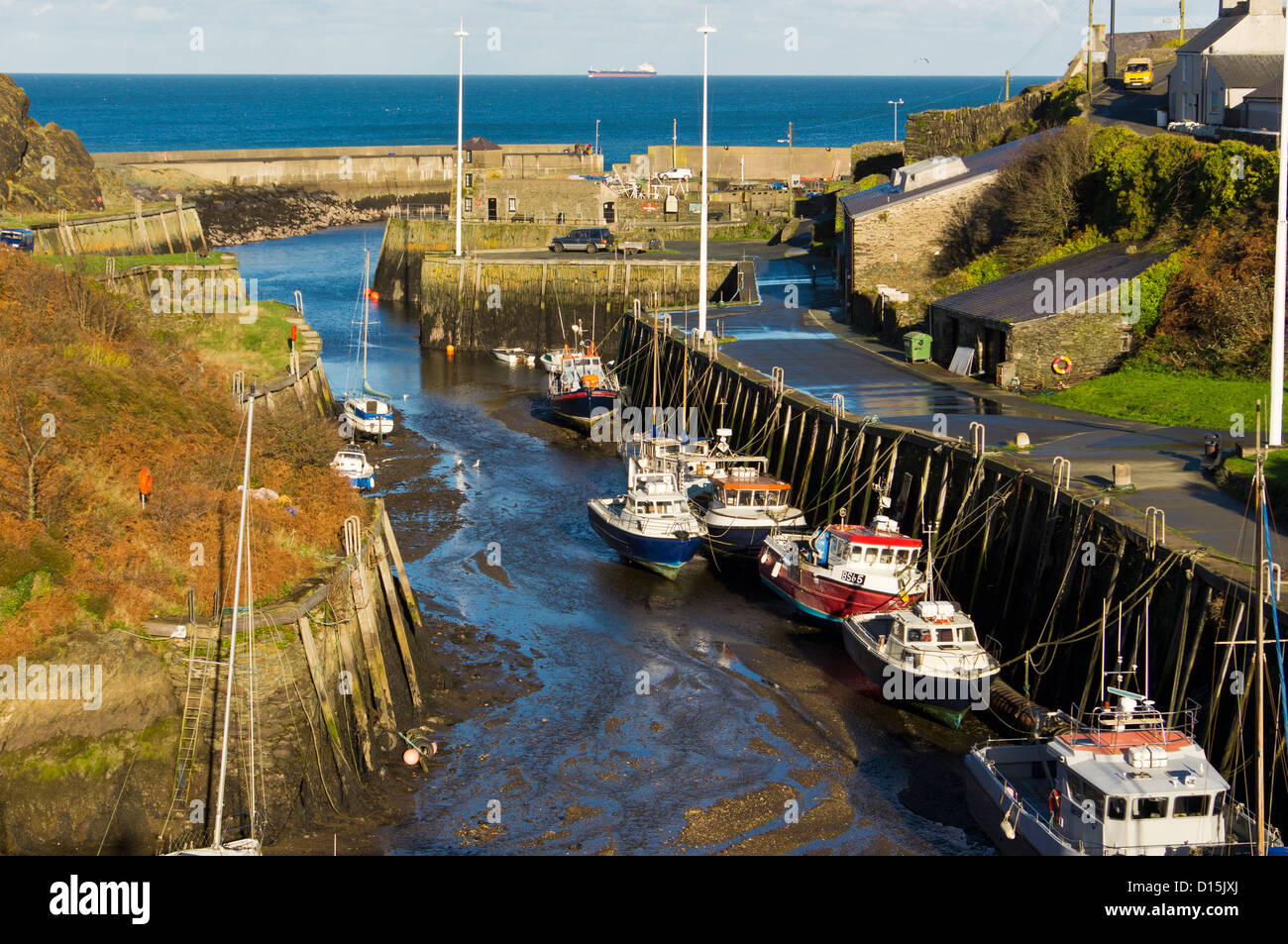 Amlwch Port Amlwch Anglesey North Wales Uk. Watch Tower/ Heritage Center.Breakwater. Stock Photo