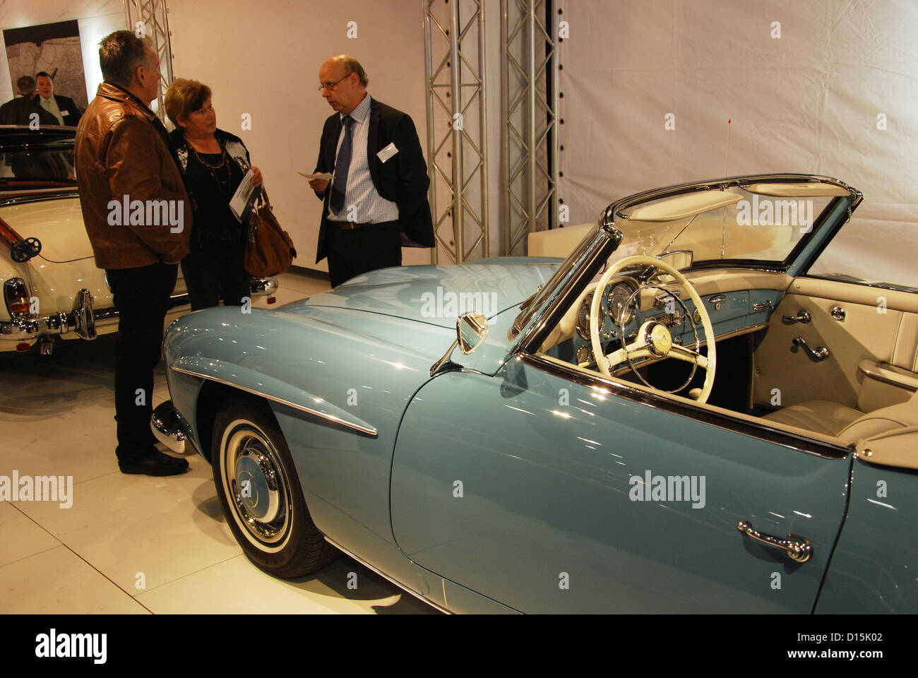 Mercedes Benz 190 SL for sale at classic car show Maastricht Stock Photo
