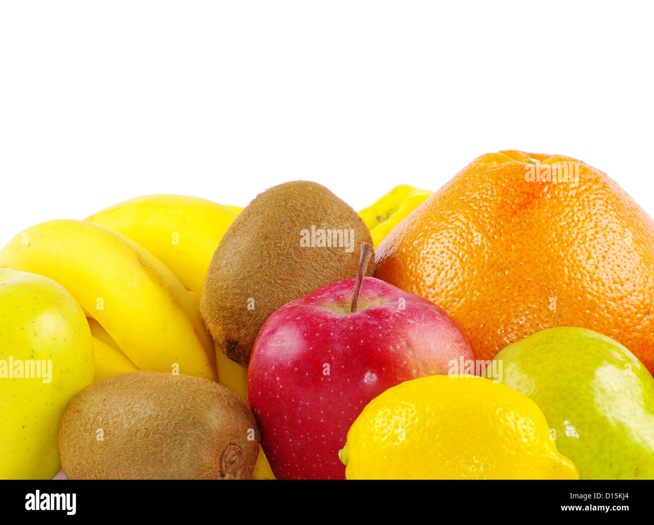Composition with fruits isolated on white Stock Photo
