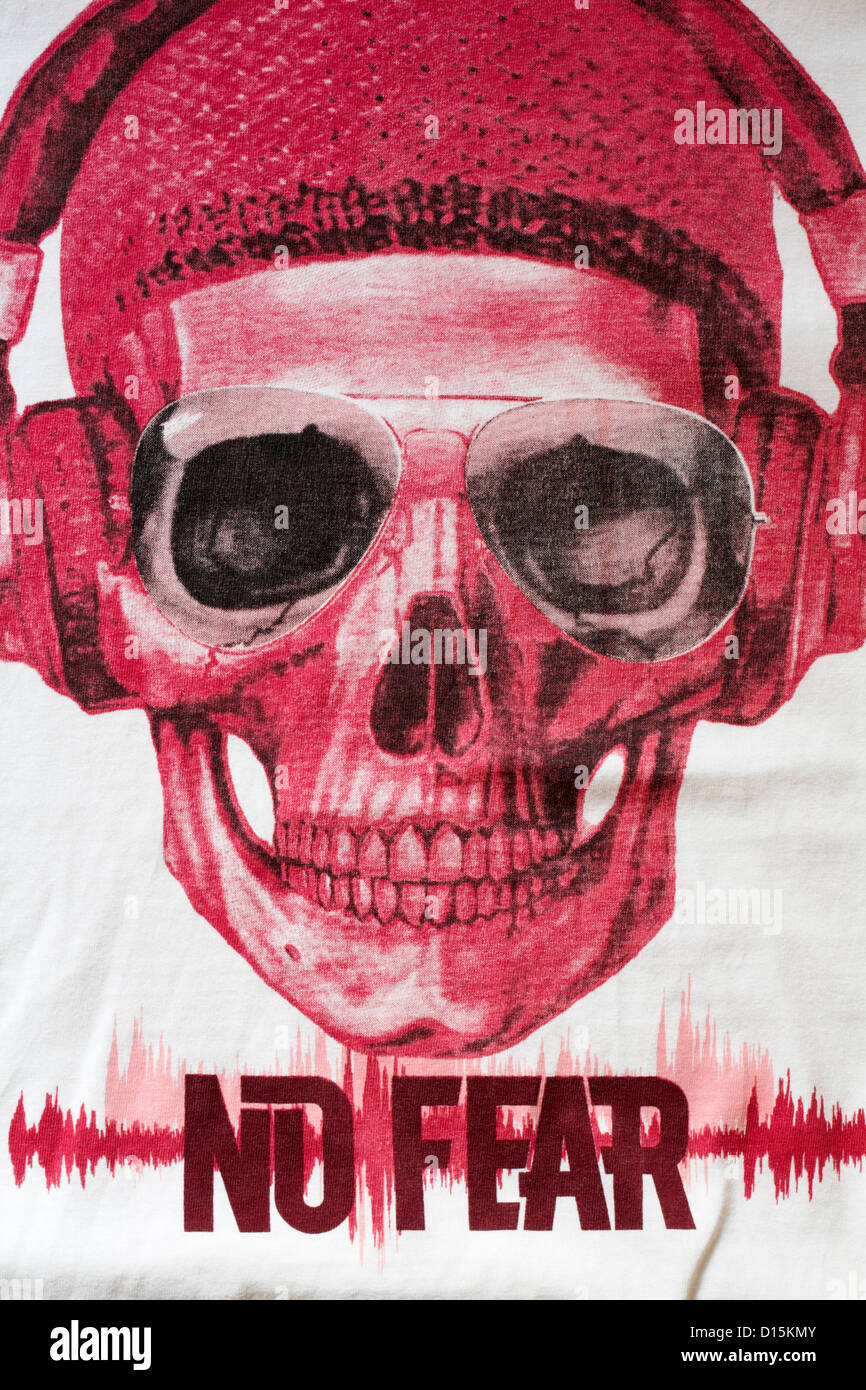Detail on No Fear clothing t-shirt Stock Photo