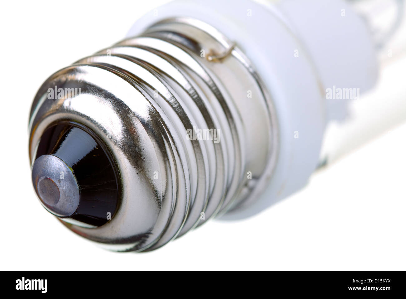 Close up of a halogen light bulb socket, isolated on white Stock Photo
