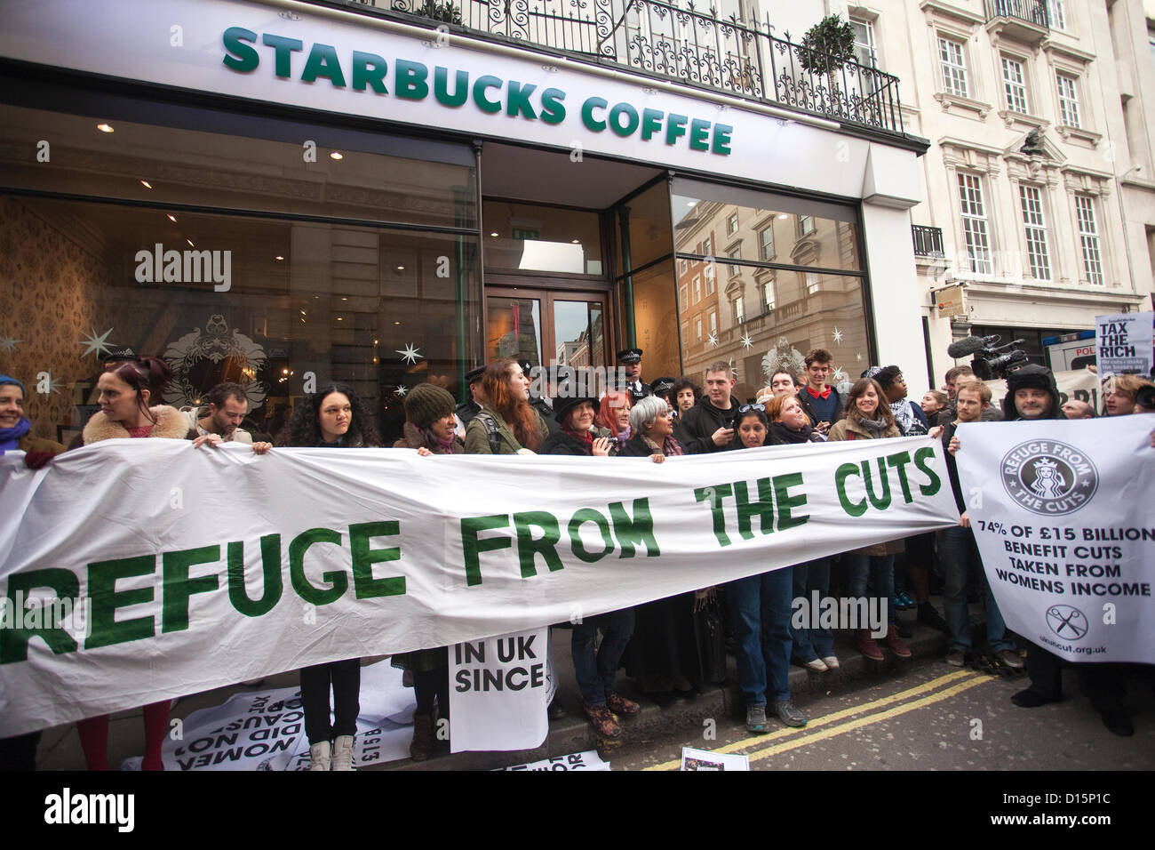 Starbucks Coffee tax avoidance, London, UK. 08.12.2012 UK Uncut