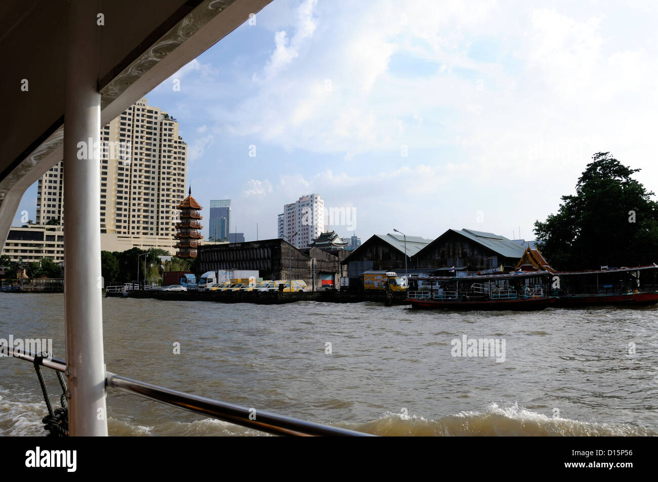 chao praya river express boat touring tour sightseeing bangkok thailand transport water Stock Photo