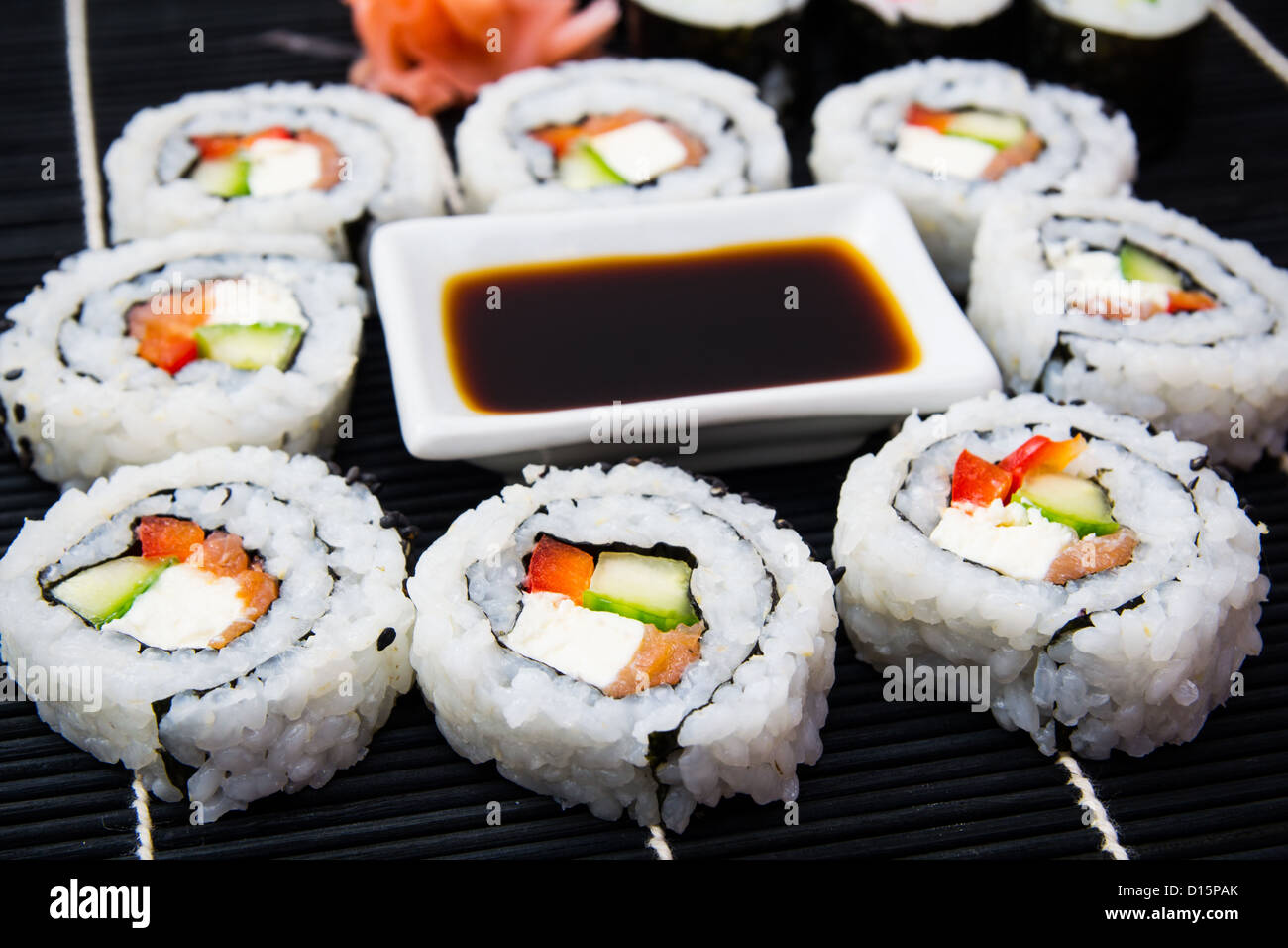 Sushi set with soy sauce Stock Photo - Alamy