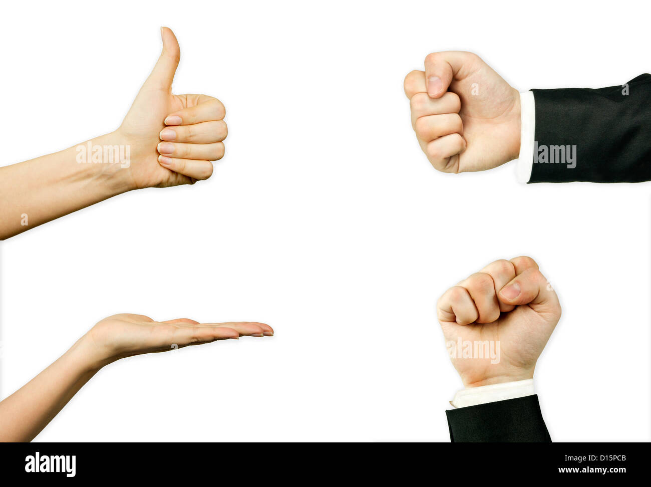 Male and female hands gestures set, isolated on white Stock Photo - Alamy
