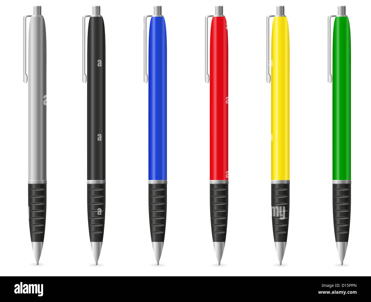 colour fountain pens illustration isolated on white background Stock ...