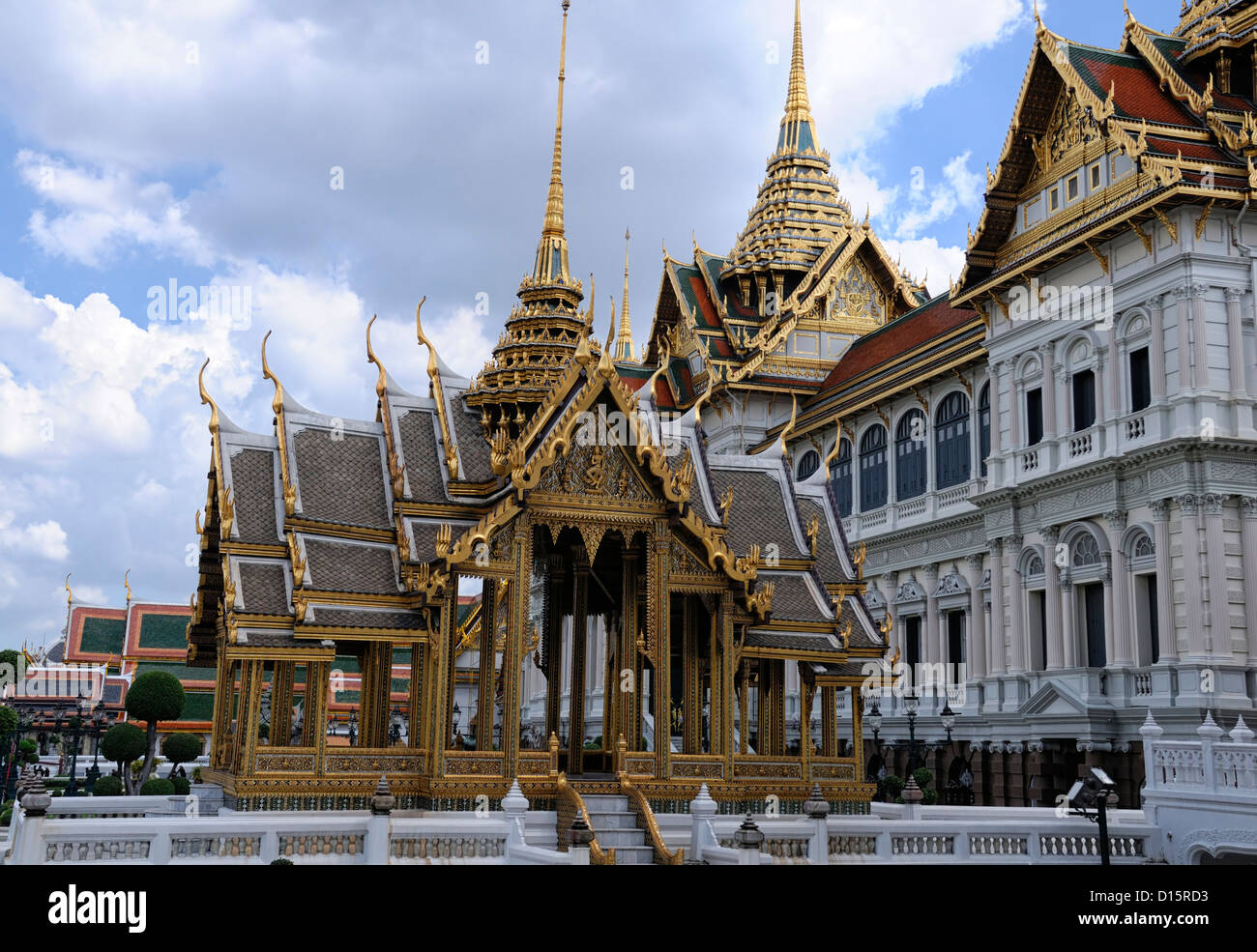Grand Palace Bangkok Thailand Wat Phra Kaew Temple of the Emerald Buddha The Dusit Maha Prasat Throne Hall Stock Photo
