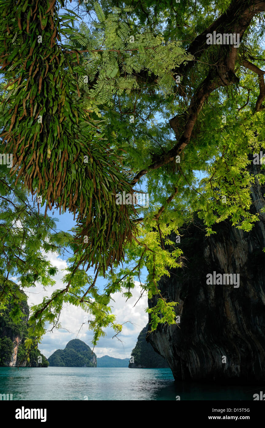 tropical paradise lagoon Lading Island Krabi Thailand deserted blue turquoise ocean andaman sea Stock Photo