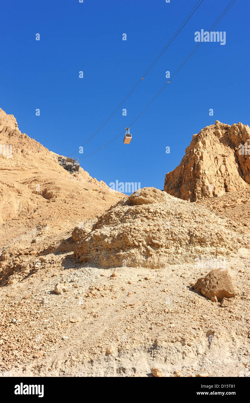 Cableway cabin descends from the fortress Masada Stock Photo Alamy