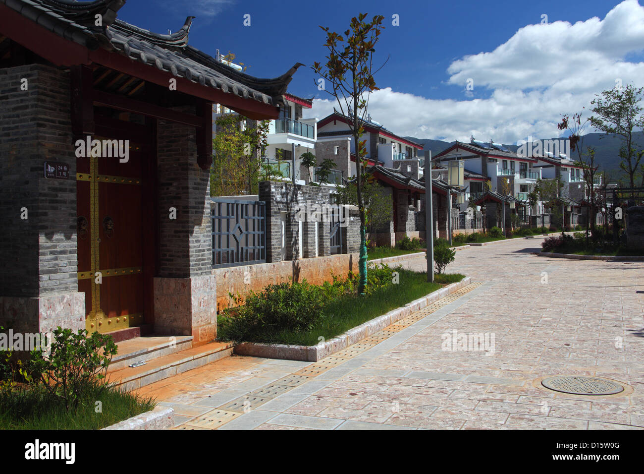 Modern Chinese Housing Area Near The Town Of Lijiang In South Central Yunnan ProvinceBuild TradNaxi Design And Colours That Region