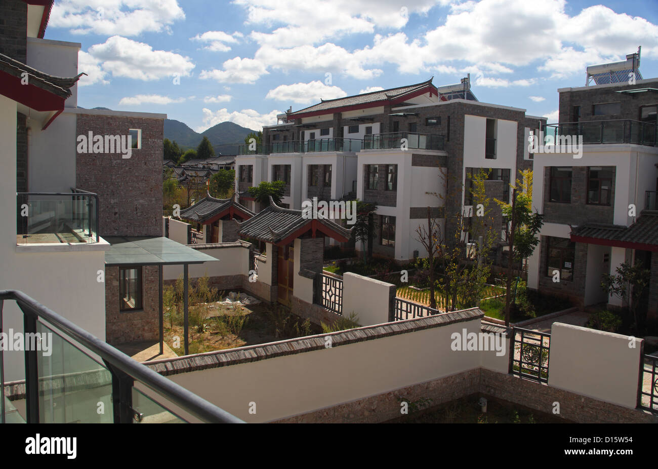 Modern chinese housing area near the town of Lijiang in the south