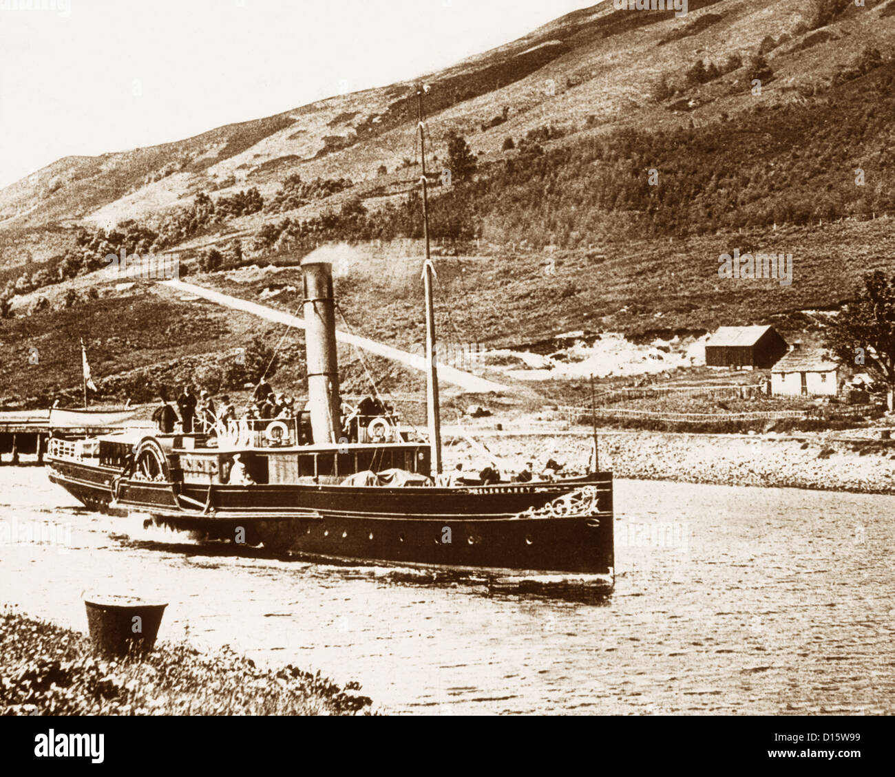 Caledonian Canal Paddle Steamer Glengarry in 1906 Stock Photo