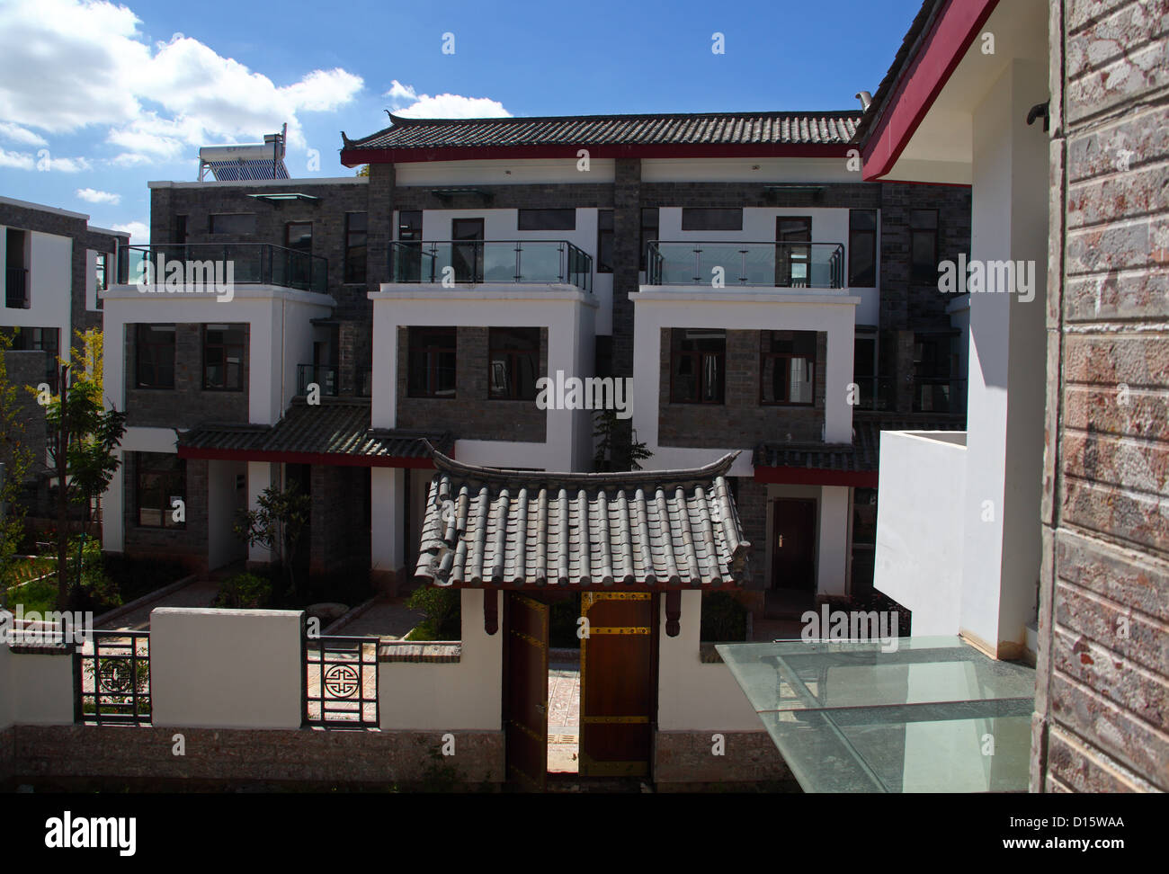 Modern chinese housing area near the town of Lijiang in the south