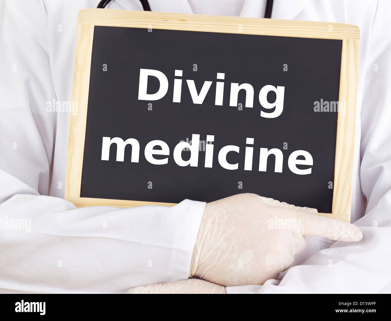 Doctor shows information diving medicine Stock Photo Alamy
