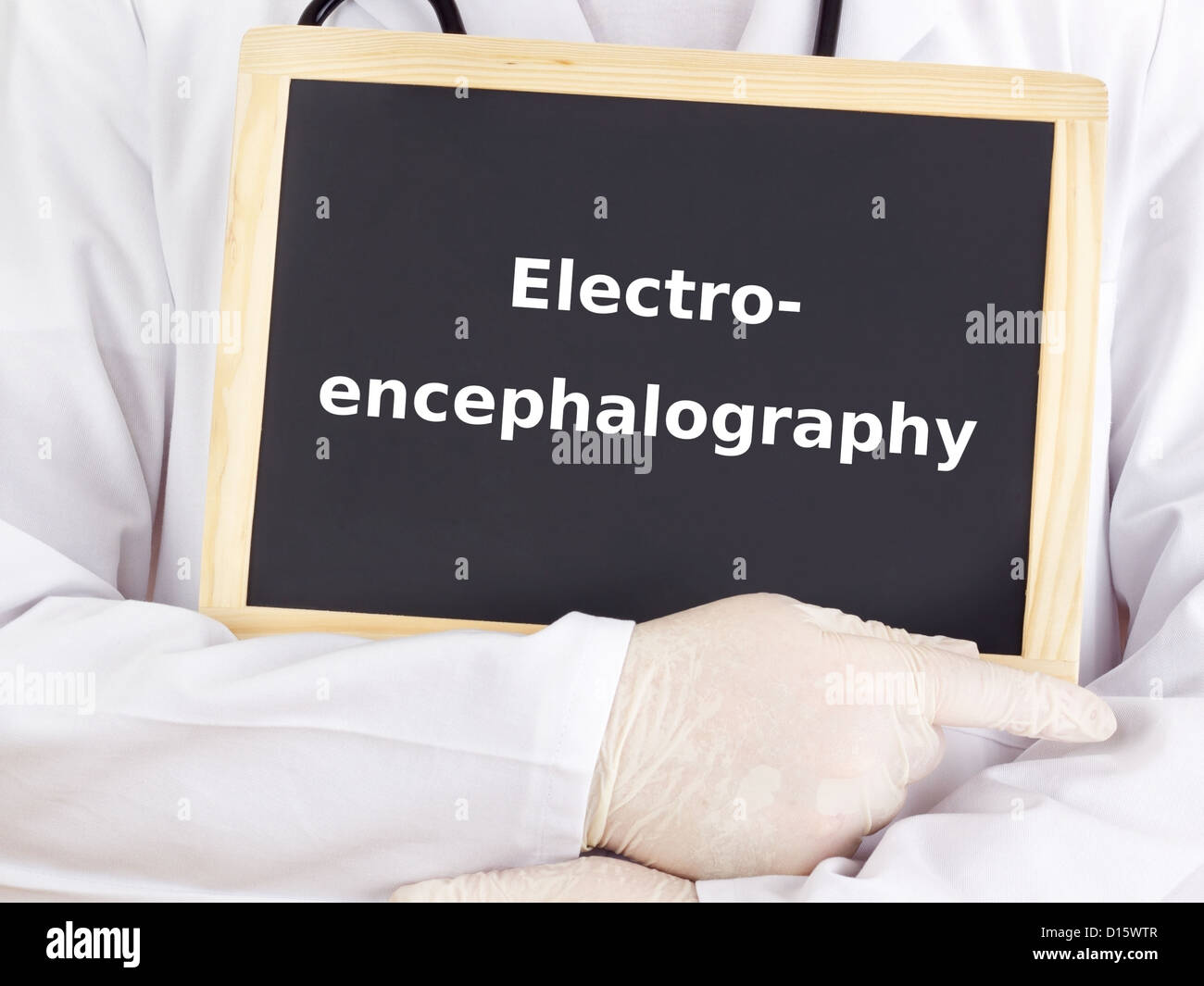 Doctor shows information: electroencephalography Stock Photo