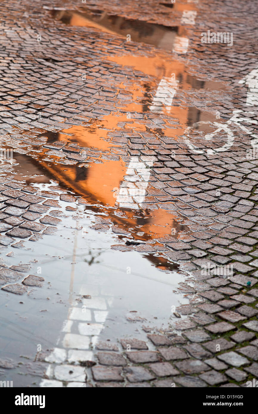 rainy autumn puddle in Bologna, Italy Stock Photo - Alamy