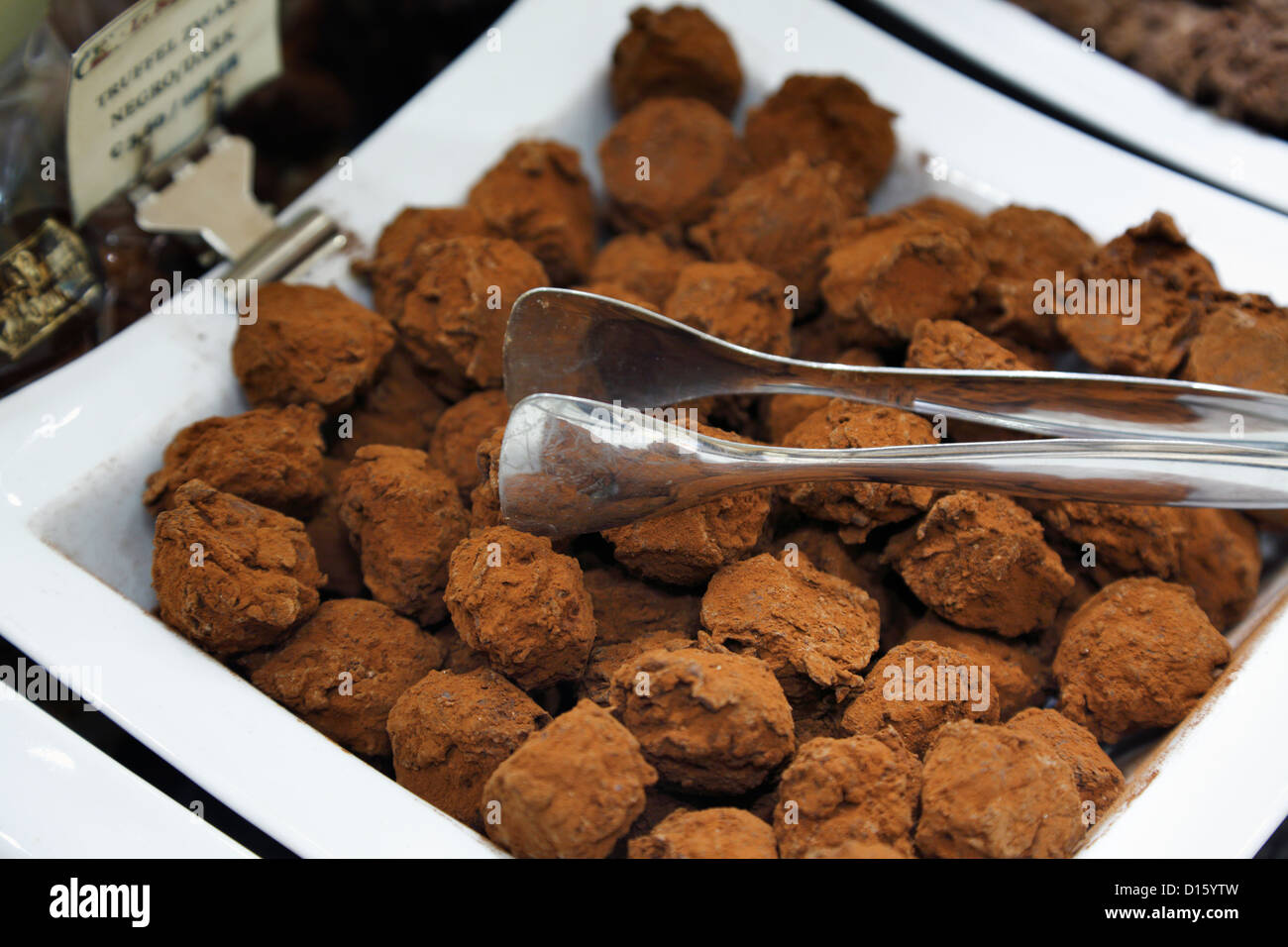Chocolate truffles in a shop window in Bruges, Belgium Stock Photo Alamy