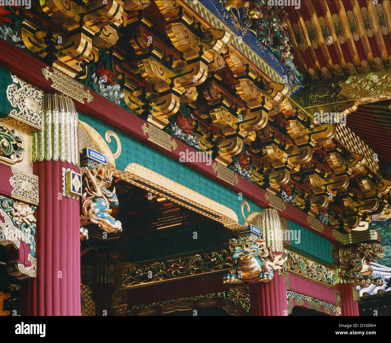 大猷院霊廟　Lavish decoration above a gate at Taiyūin Reibyō Rinnō-ji Nikkō Tochigi Japan Stock Photo