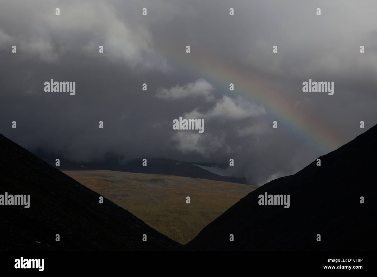 Rainbow in Sarek National Park Stock Photo