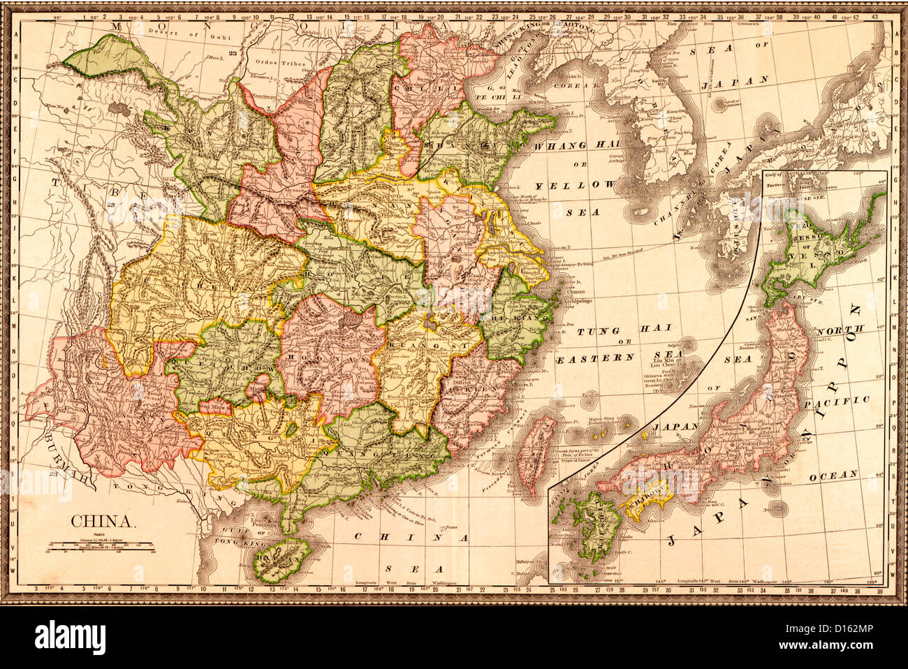 China Map - Rand McNally and Company 1883 Stock Photo