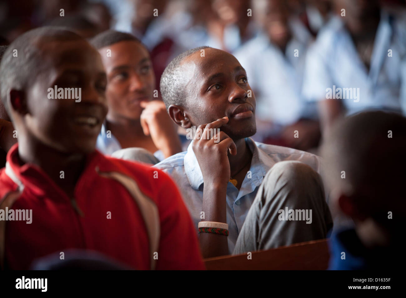 Kenyan schoolboys in assembly - Nyeri, Kenya, East Africa. Stock Photo