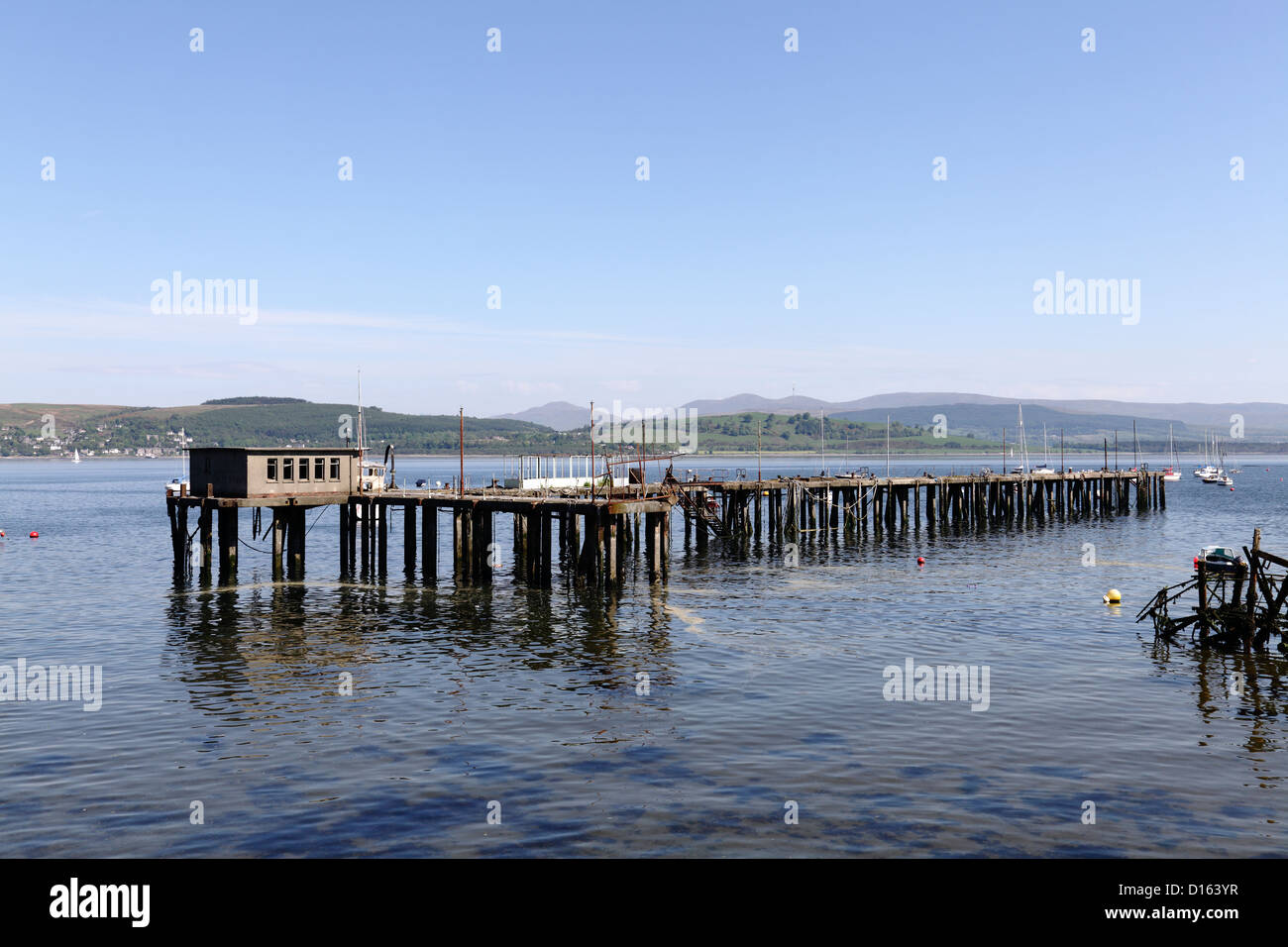 Abandoned Admiralty Pier in Gourock Bay in the Firth of Clyde, Gourock, Inverclyde, Scotland, UK, once used by US Navy liberty boats from Holy Loch Stock Photo