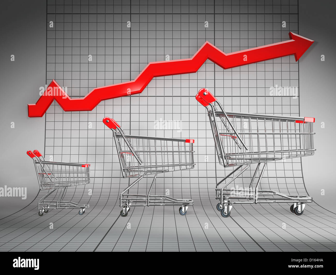 Sales growth. Shopping basket and graph. 3d Stock Photo Alamy