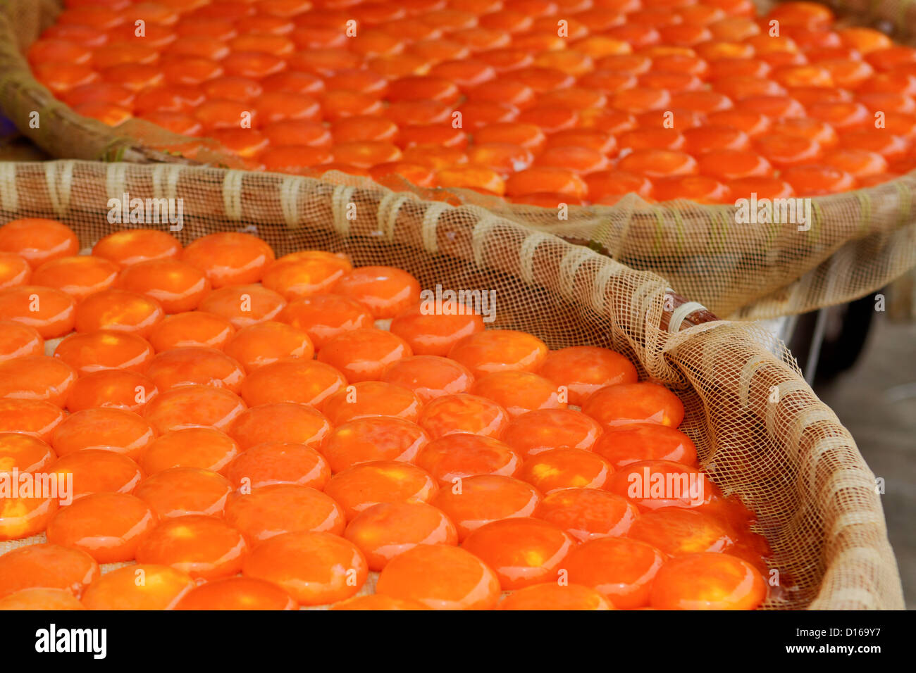 Salted and sun dried yolks of duck eggs, chinese food Stock Photo Alamy