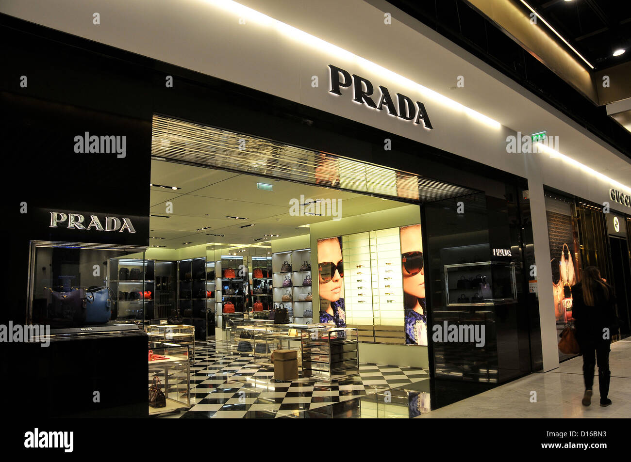 PARIS, FRANCE - September Circa, 2020. Prada Shop At Duty Free Cosmetics  Boutiques At The International Airport At Charles De Gaulle, Paris. Luxury  French Brand Owned By LVMH Group Stock Photo, Picture