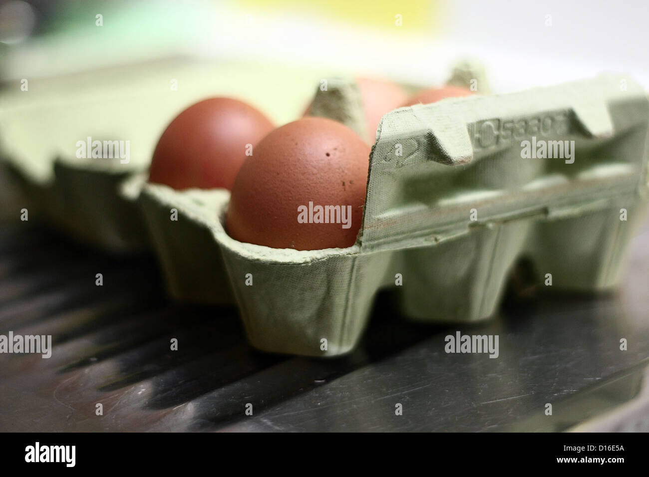 Eggs in an egg carton Stock Photo Alamy