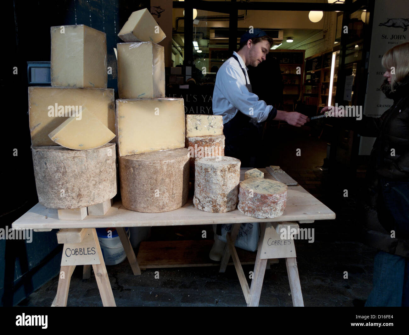 Neals Yard cheese stall outside the Park Street shop near Borough Market London Bridge England UK Stock Photo
