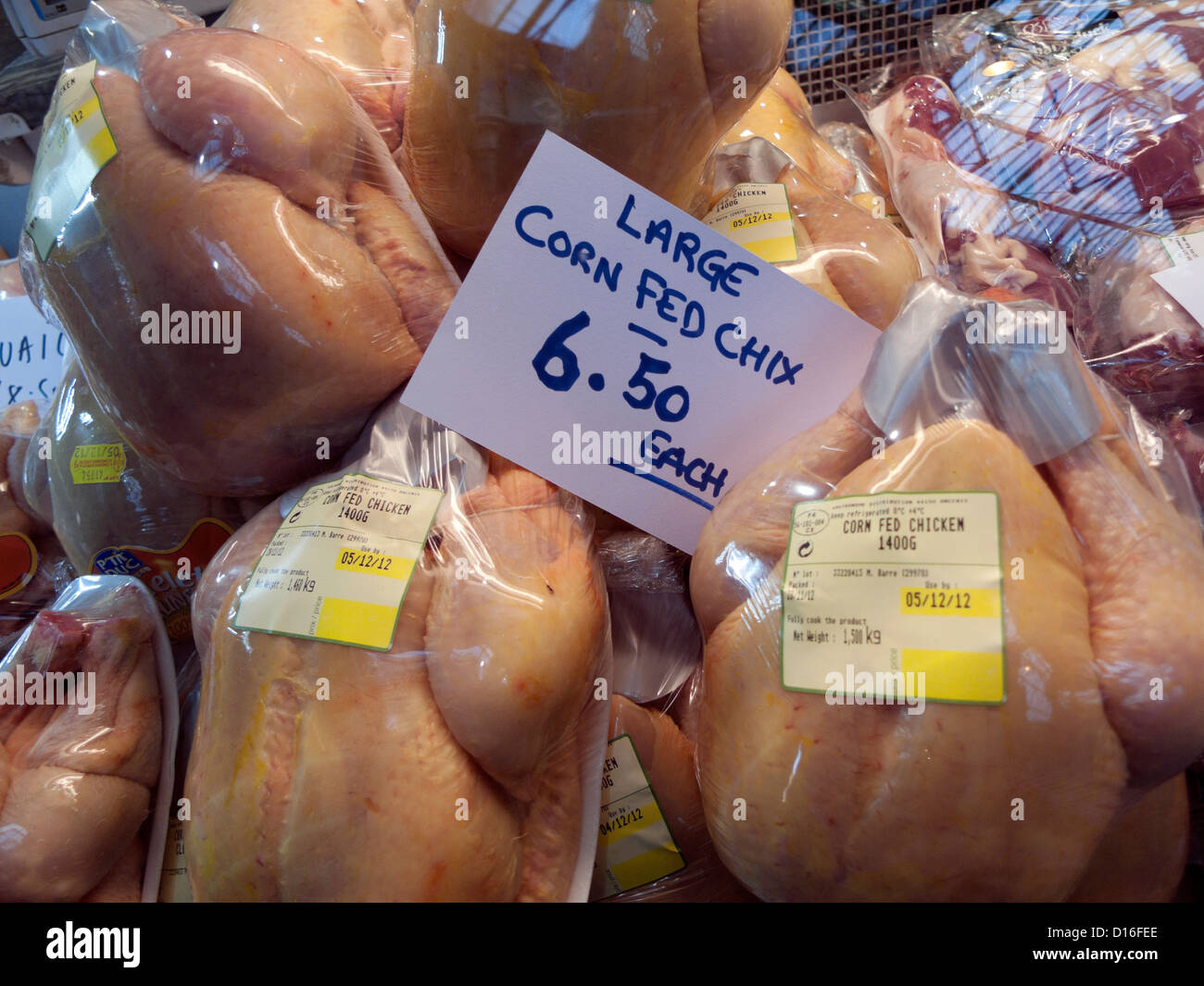 Corn Fed Chicken for sale at Borough Market, London Bridge, London