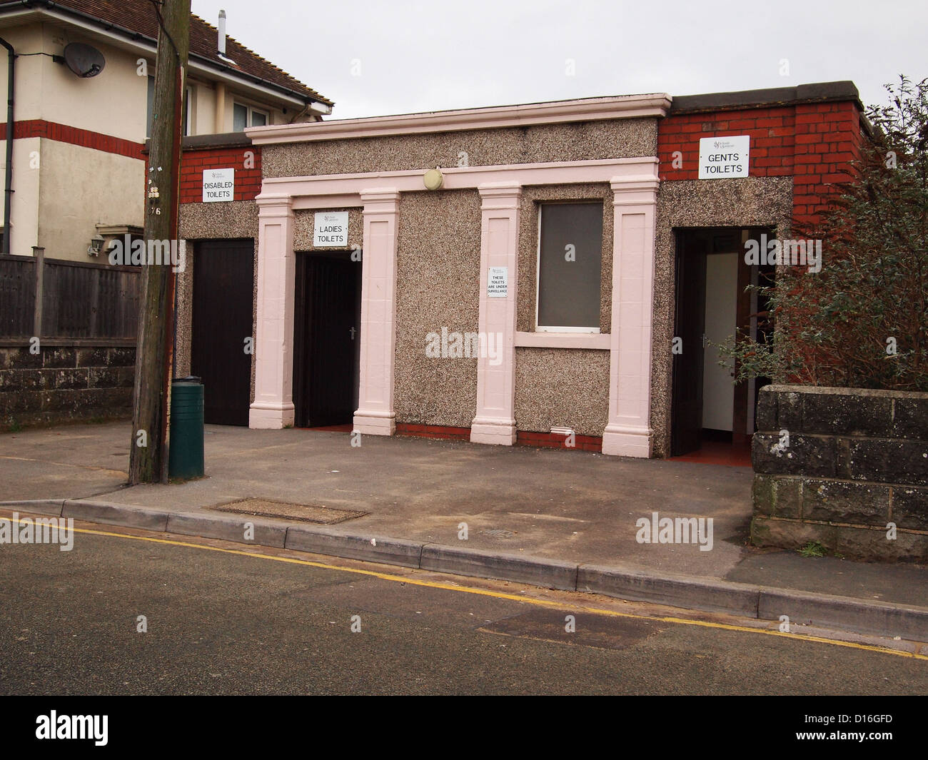 Recently refurbished public toilet block near the beach at Uphill in Weston super Mare, December 2012 Stock Photo