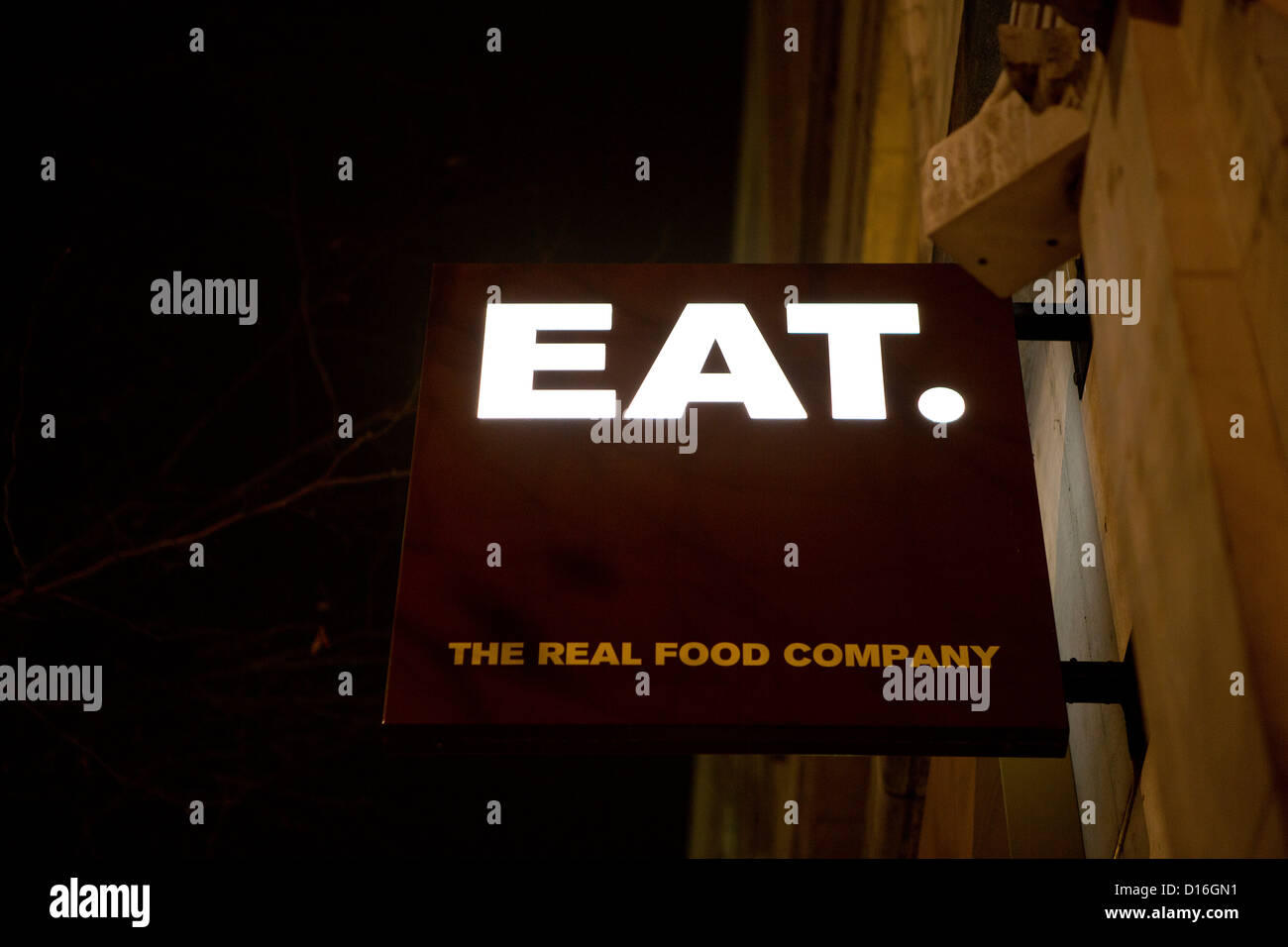 The sign outside an Eat restaurant chain in London. Stock Photo