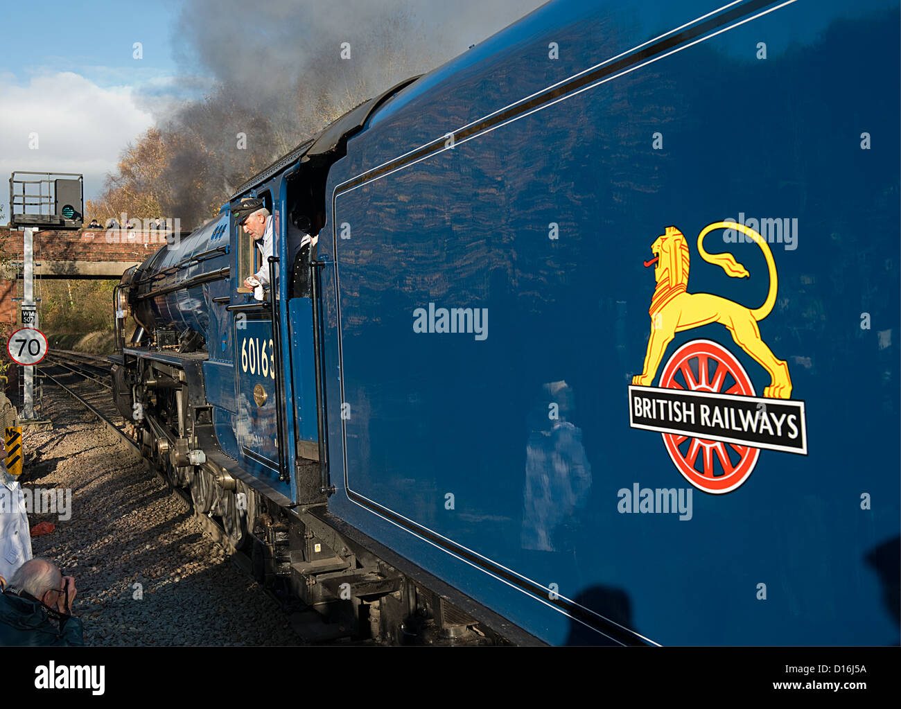 Steam Locomotive 'Tornado' in Blue Livery at Wokingham Station -1 Stock Photo