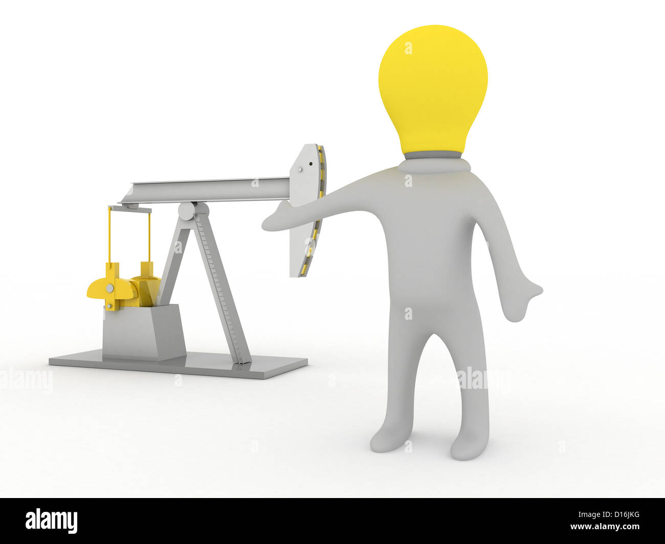Bulbman and oil derrick Stock Photo - Alamy