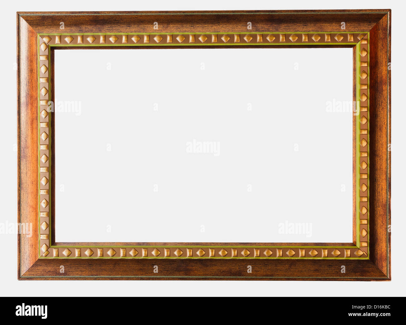 Vintage picture frame, wood plated, white background Stock Photo
