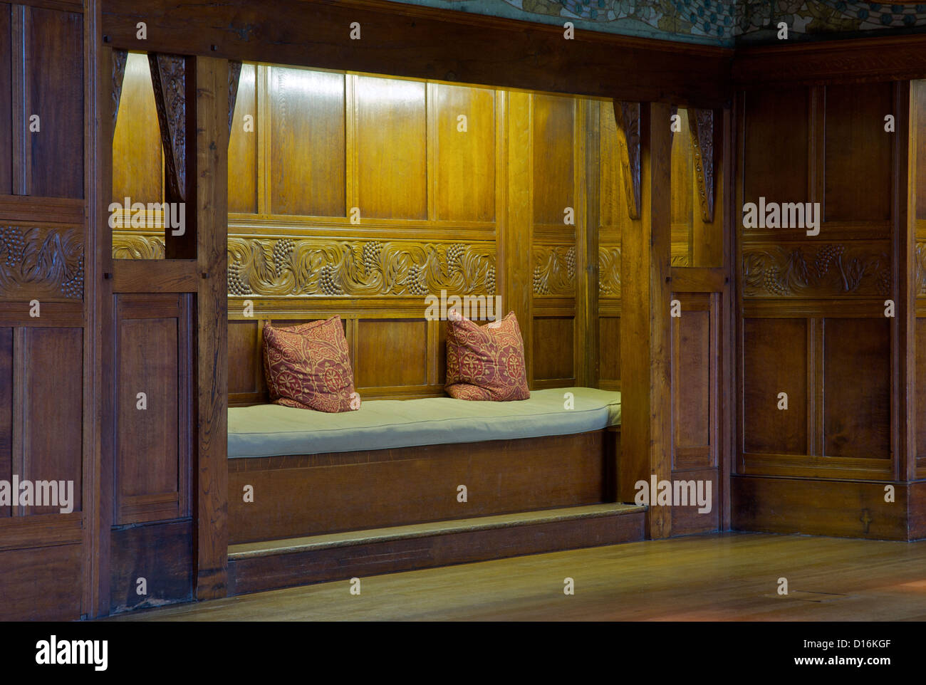 The main hall in Blackwell, 'arts and crafts' house, overlooking Lake ...