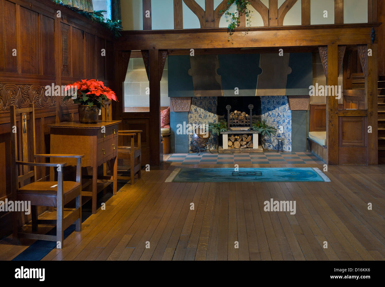 Main hall in Blackwell, 'arts and crafts' house, overlooking Lake ...