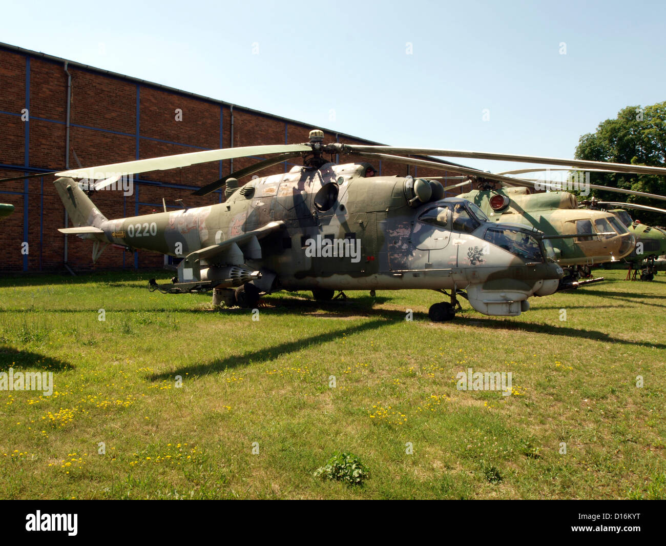Helicopters in the Prague Aviation Museum, Kbely.Mil Mi-24D Hind-D Stock Photo