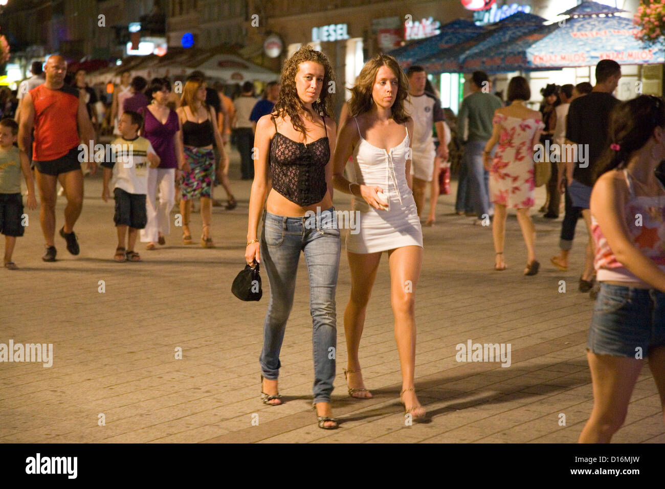 europe, serbia, vojvodina, novi sad, old town by night, pedestrian zone,  night life Stock Photo - Alamy