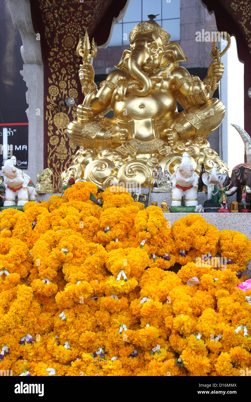 Golden Ganesha Shrine at Central World shopping mall in Bangkok Stock