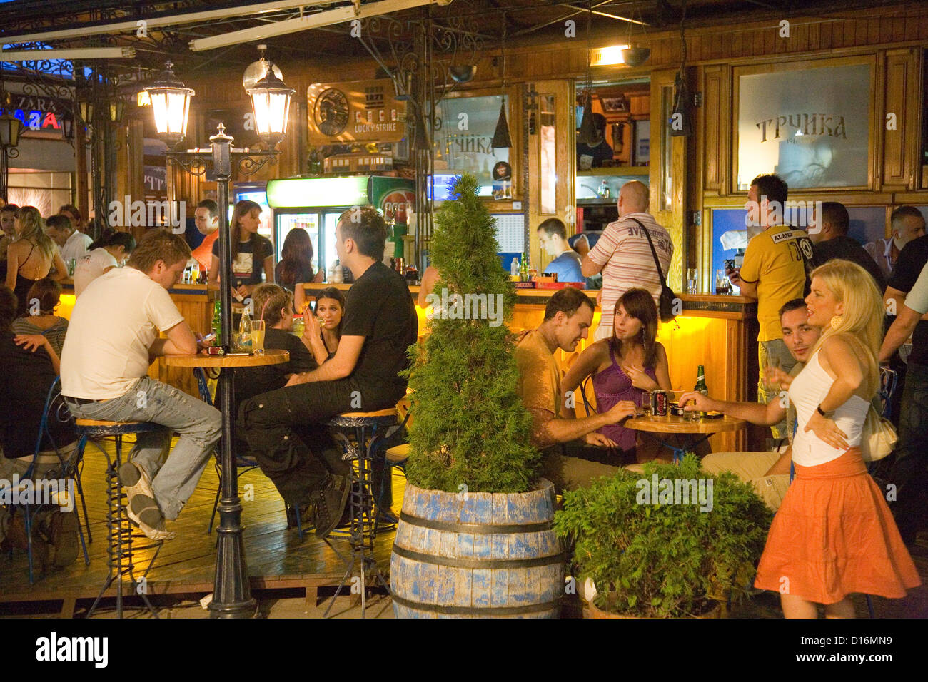 europe, serbia, vojvodina, novi sad, old town by night, pedestrian zone,  night life Stock Photo - Alamy