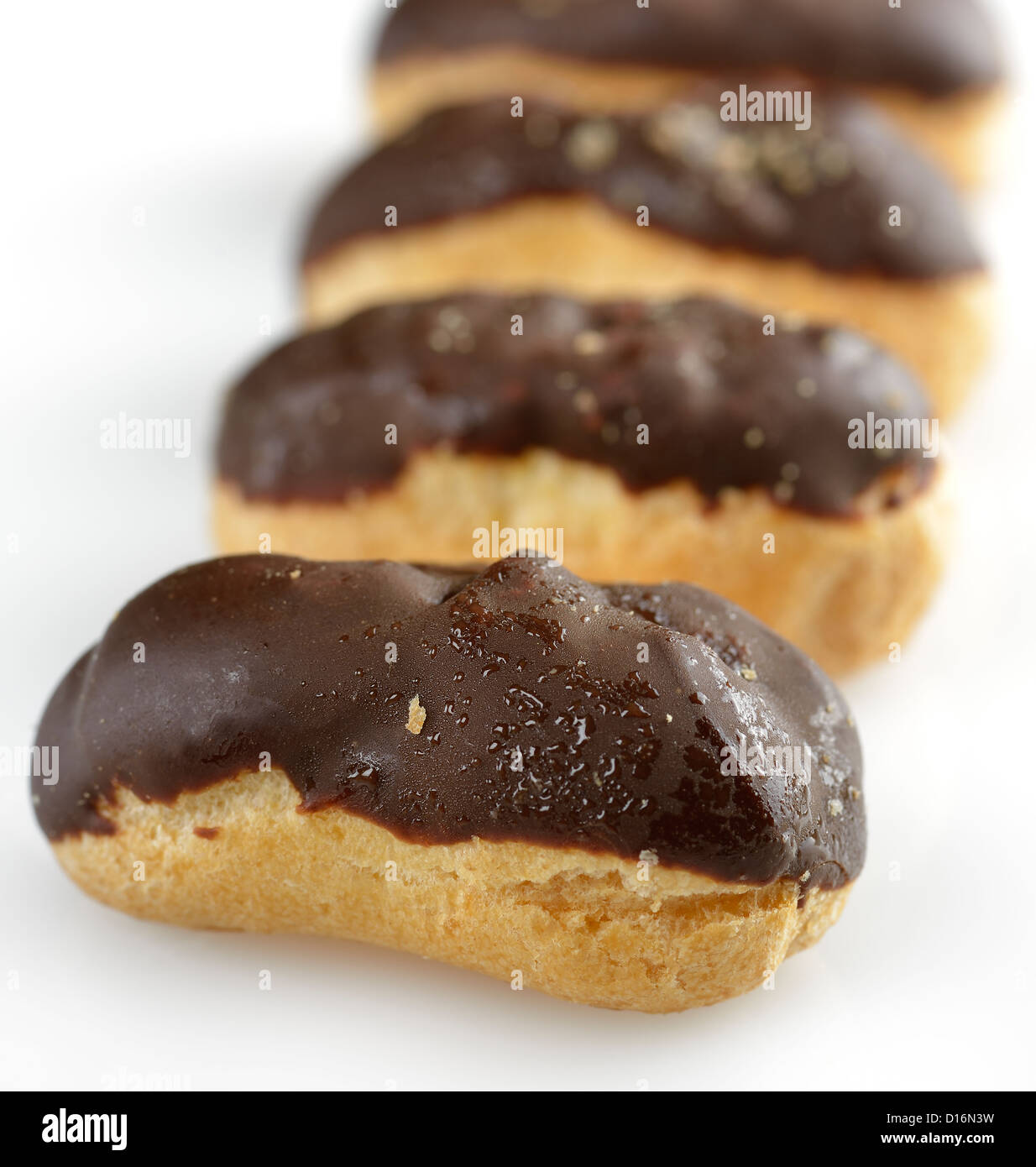 Chocolate Covered Eclairs ,Close Up Stock Photo