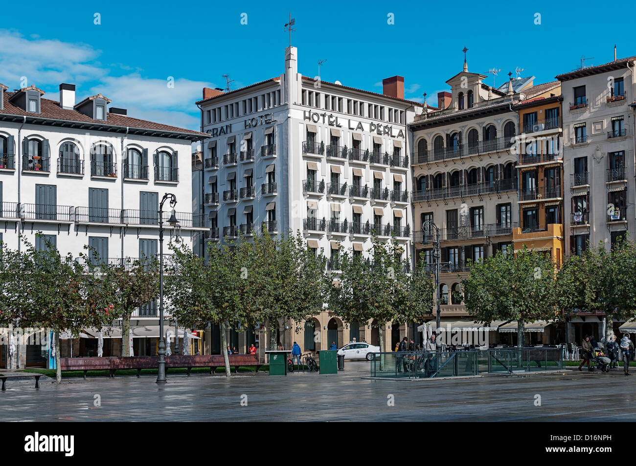 Great Hotel La Perla in the Plaza del Castillo Pamplona, Navarra, Spain,  Europe Stock Photo - Alamy
