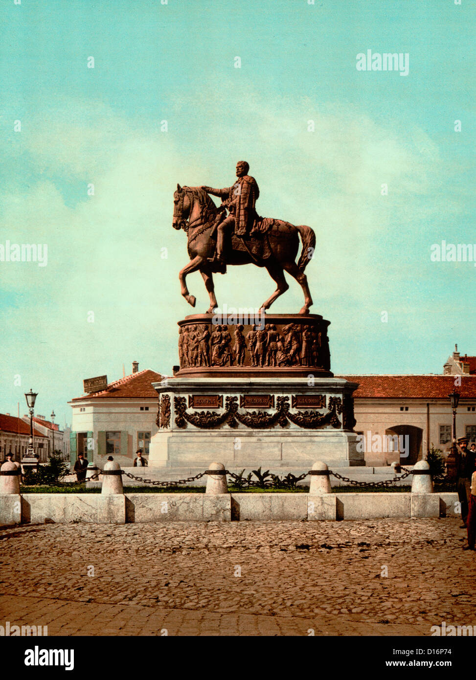 Prince Michael's monument, Belgrade, Serbia, circa 1900 Stock Photo